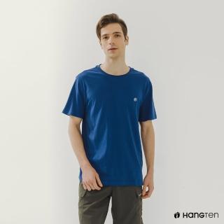 【Hang Ten】男裝-BCI純棉經典腳丫圓領短袖T恤(藍)