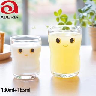 【ADERIA】大眼娃娃造型玻璃杯 大185ml+小130ml Nico系列(玻璃杯 水杯 飲料杯)