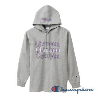 【Champion】官方直營-Campus Logo長袖連帽Tee-男(灰色)