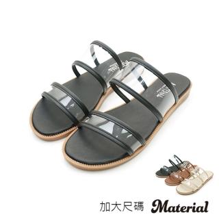 【MATERIAL】女鞋 拖鞋 加大尺碼透明雙帶平底拖鞋 MA女鞋 TG52001(拖鞋)