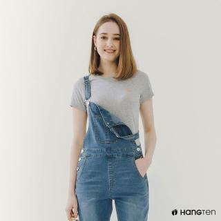 【Hang Ten】女裝-BCI純棉經典腳丫圓領短袖T恤(花紗灰)