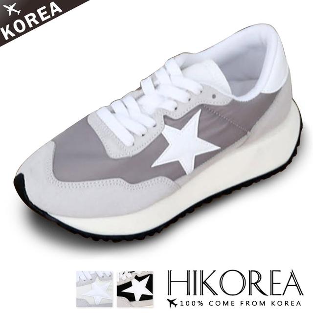 【HIKOREA】正韓製。復古星星厚底拼接綁帶帆布鞋/版型偏小(71-3435共3色/現+預)