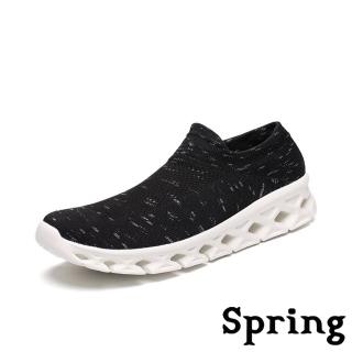 【SPRING】超輕量3D飛織襪套式高彈力刀切大底運動休閒鞋(黑白)
