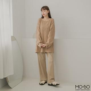 【MO-BO】水波紋壓摺寬鬆長袖上衣(上衣)