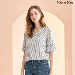 【Master Max】V領直紋造型袖型長版上衣(8217072)