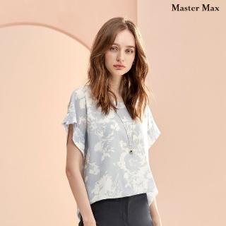 【Master Max】印花布袖抓摺設計雪紡上衣(8217037)