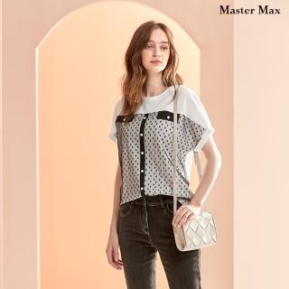 【Master Max】異材質拼接紗圓領上衣(8217092)