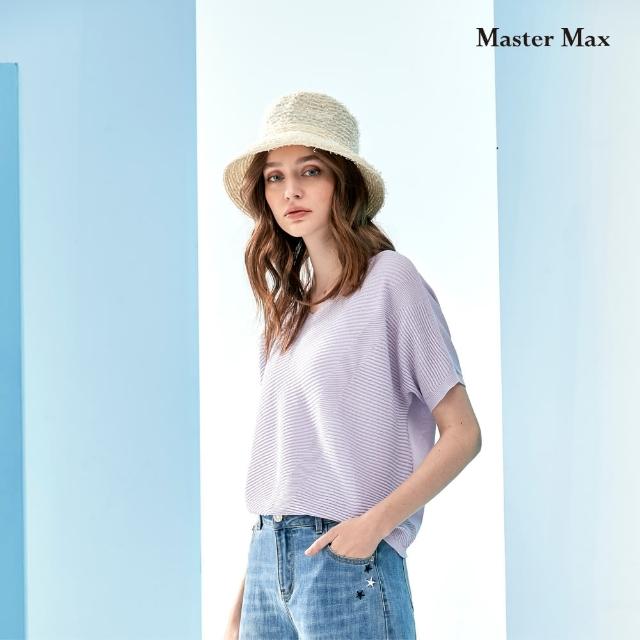 【Master Max】V領前拼接坑條織紋針織上衣(8218008)