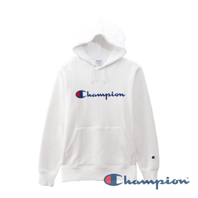 【Champion】官方直營-BASIC草寫Logo連帽長袖Tee-男(白色)