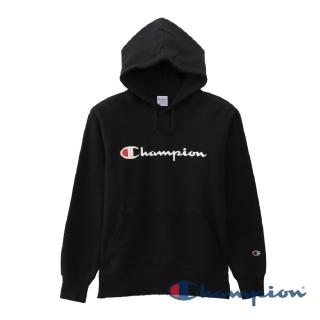 【Champion】官方直營-BASIC草寫Logo連帽長袖Tee-男(黑色)
