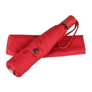 【LONGCHAMP】LONGCHAMP PARAPLUIE HOMME刺繡LOGO尼龍摺疊傘(紅x暗紅)
