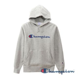 【Champion】官方直營-BASIC草寫Logo連帽長袖Tee-男(灰色)