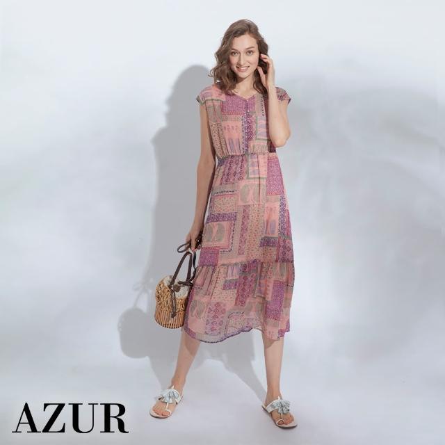【AZUR】休閒民族風長版洋裝