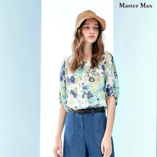 【Master Max】滿版花紋舒適五分袖雪紡上衣(8217023)