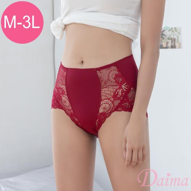 【Daima 黛瑪】抗菌性感小褲M-3L/逆齡時光高腰蕾絲內褲/輕薄/透氣(紅色)