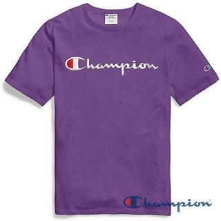 【Champion】官方直營-刺繡LOGO 短袖上衣Tee-男(紫色)