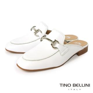 【TINO BELLINI 貝里尼】義大利進口馬銜釦牛皮穆勒鞋FZ0O0001(白)