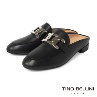 【TINO BELLINI 貝里尼】知性都會金屬釦環羊皮穆勒鞋FZ0T0001(黑)
