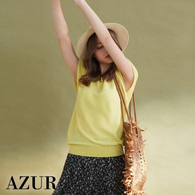 【AZUR】時尚休閒素色圓領針織上衣-3色