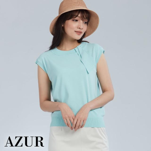 【AZUR】單片領巾造型針織背心-4色