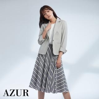 【AZUR】都會OL斜條紋棉質百褶裙