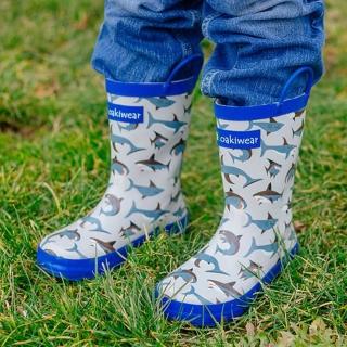 【美國 OAKI】兒童提把雨鞋(11591 鯊魚健將)