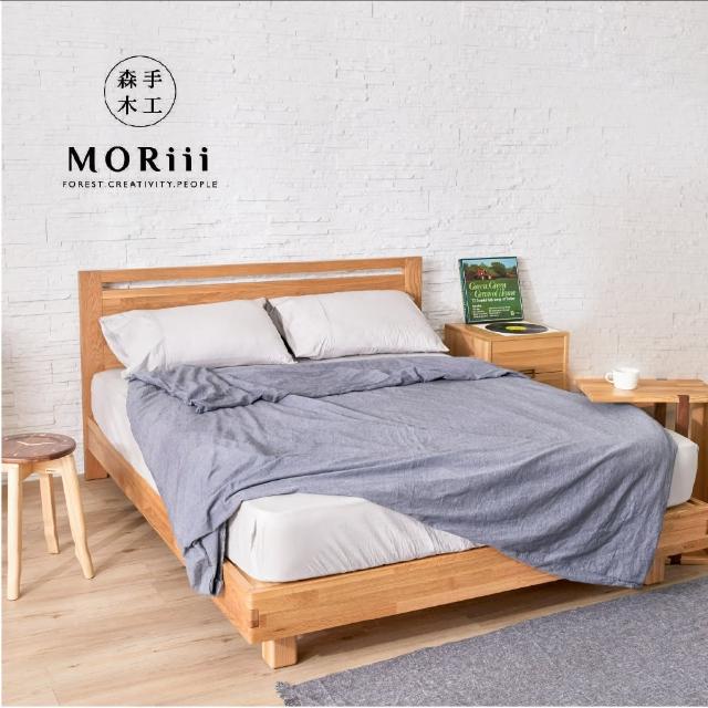 【MORiii  森手木工】麥田 標準雙人5尺白橡木實木床架