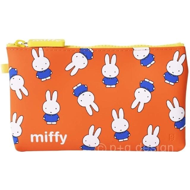 【小禮堂】米菲兔 方形矽膠筆袋 p+g design 《橘滿版款》(平輸品)