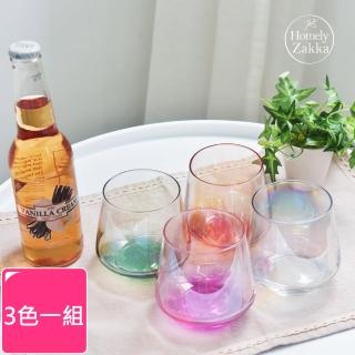 【Homely Zakka】創意炫彩玻璃杯/酒杯/果汁杯360ml_3色一組(炫彩紅+炫彩黃+炫彩綠)