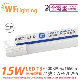 【DanceLight 舞光】2支 LED 15W 6500K 白光 全電壓 3尺 T8日光燈管 玻璃管_ WF520295