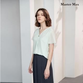 【Master Max】V領造型荷葉袖雪紡上衣(8017084)