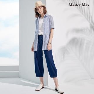 【Master Max】亞麻直斜紋短袖長板襯衫(8017104)