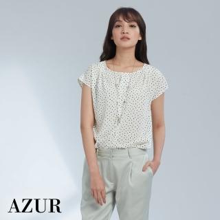 【AZUR】清新圓領點點印花短袖上衣-2色