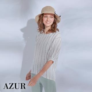 【AZUR】經典條紋百搭五分袖上衣