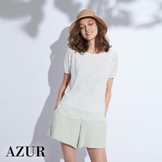 【AZUR】小白花刺繡清新雙層上衣