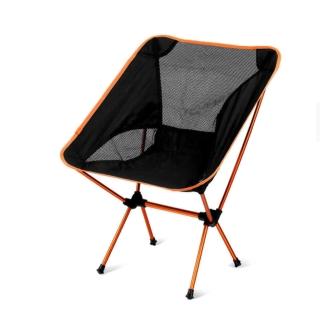 鋁合金露營折疊椅橘黃色 月亮椅露營椅 承重120kg(沙灘椅釣魚椅 野營)