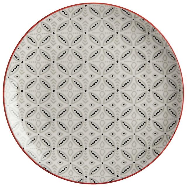 【M&W】瓷製餐盤 黑磚紋20cm(餐具 器皿 盤子)