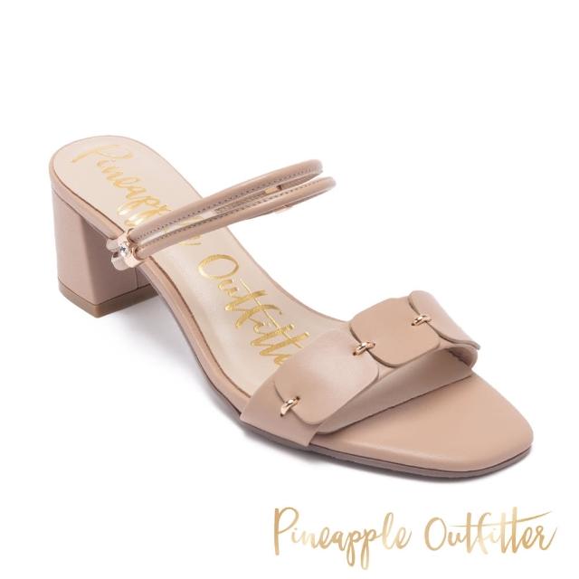 【Pineapple Outfitter】REGINA 羊皮金屬中跟涼拖鞋(粉藕色)