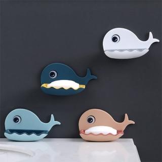 【Dagebeno荷生活】鯨魚造型肥皂盒 免打孔可瀝水壁掛式置物架香皂盒