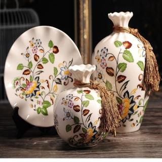 【JEN】美式手工創意冰裂紋陶瓷花瓶花器3件組(2款可選)