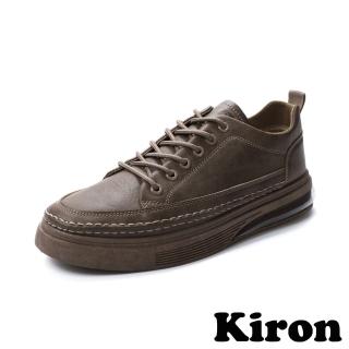【Kiron】厚底板鞋 板鞋/百搭復古皮面個性休閒板鞋-男鞋(棕)