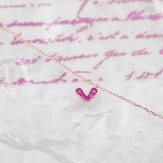 【Porabella】925純銀愛心項鍊 紫鑽甜美氣質小眾心型項鍊 鎖骨鍊 Necklace