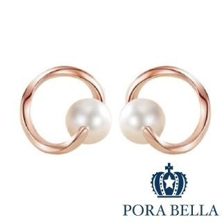 【Porabella】925純銀人工貝珠耳環 幾何人工貝珠輕奢氣質耳環 玫瑰金銀色穿洞式耳環 Pearl Earrings