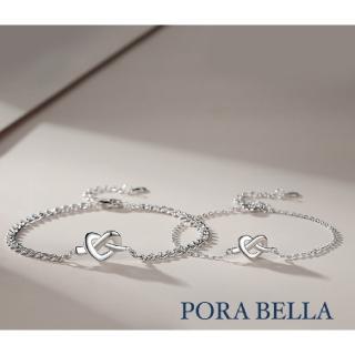 【Porabella】925純銀手鍊 同心結情侶手鏈 愛心結造型純銀 情人節禮物 情侶對鍊 告白 銀飾 Bracelet