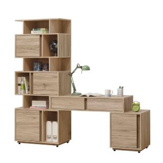 【唯熙傢俱】蕾拉橡木色7.3尺L型書櫃(書櫃 書架 開放式層架 收納櫃 置物櫃)
