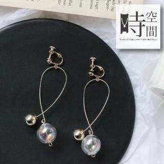 【時空間】陽光下的泡沫雙珠交叉耳環(送禮 禮物)