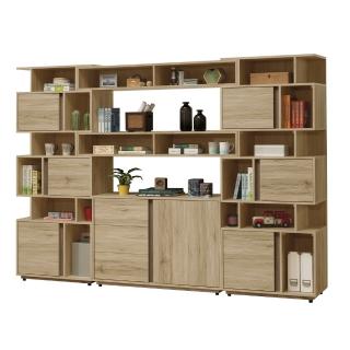 【唯熙傢俱】蕾拉橡木色9.3尺書櫃(書櫃 書架 抽屜書櫃 開放式層架 收納櫃 置物櫃)