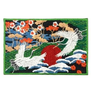 【A-ONE 匯旺】日本鶴 日式風格 浮世繪 刺繡貼布 電繡貼 背膠補丁 PATCH 刺繡貼章 補(NO.366)