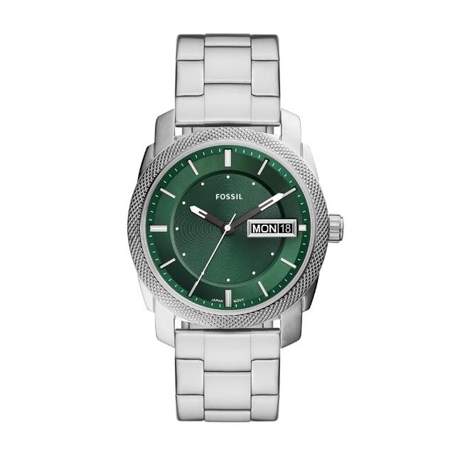 【FOSSIL】Machine經典面盤腕錶-綠銀鋼42mm(FS5899)