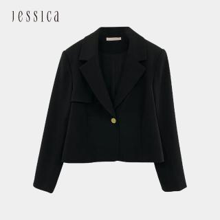 【JESSICA】簡約修身顯瘦單粒扣短版西裝外套222104